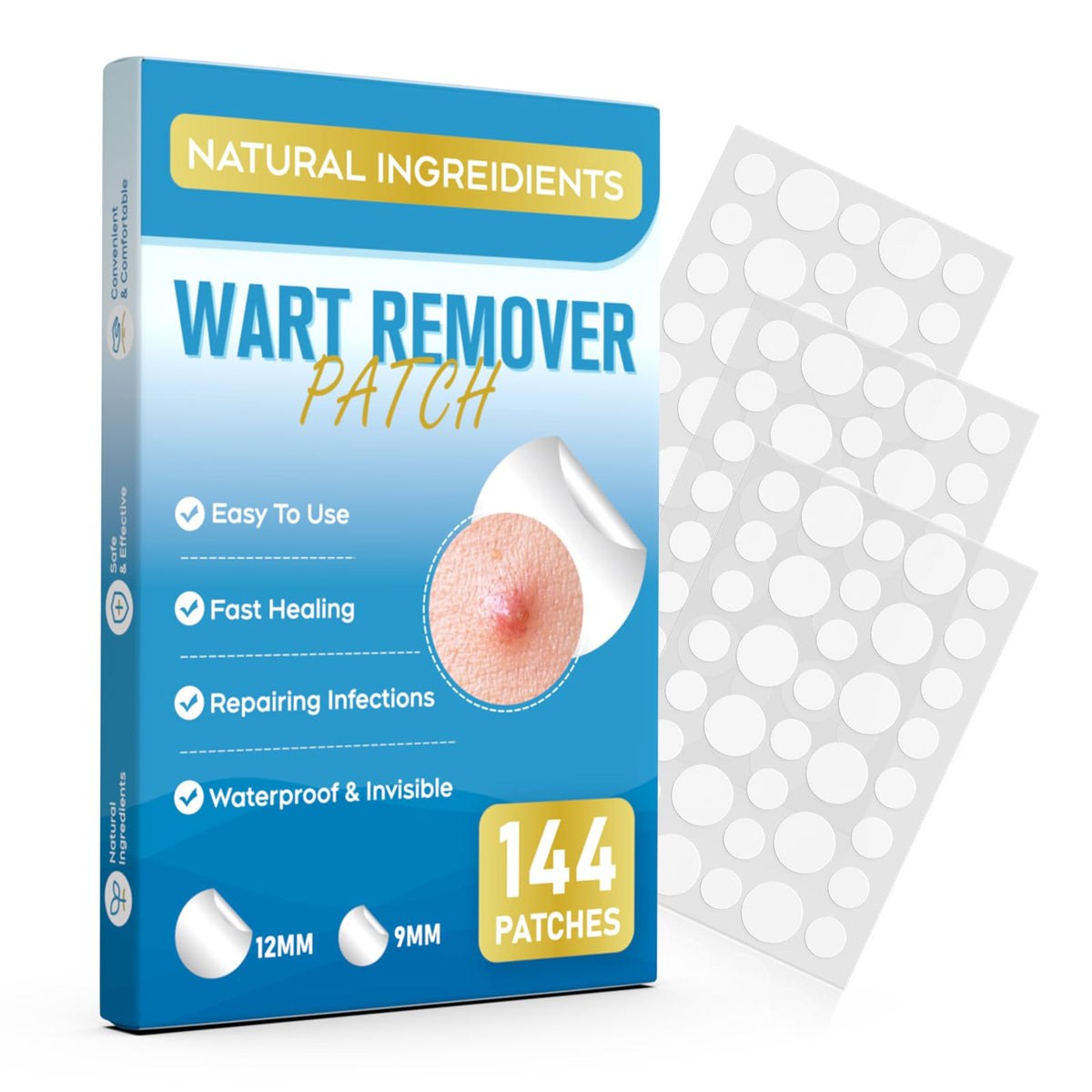 ZIHYO Wart Remover Patch close-up on skin, ultra-thin and discreet for daily wear.