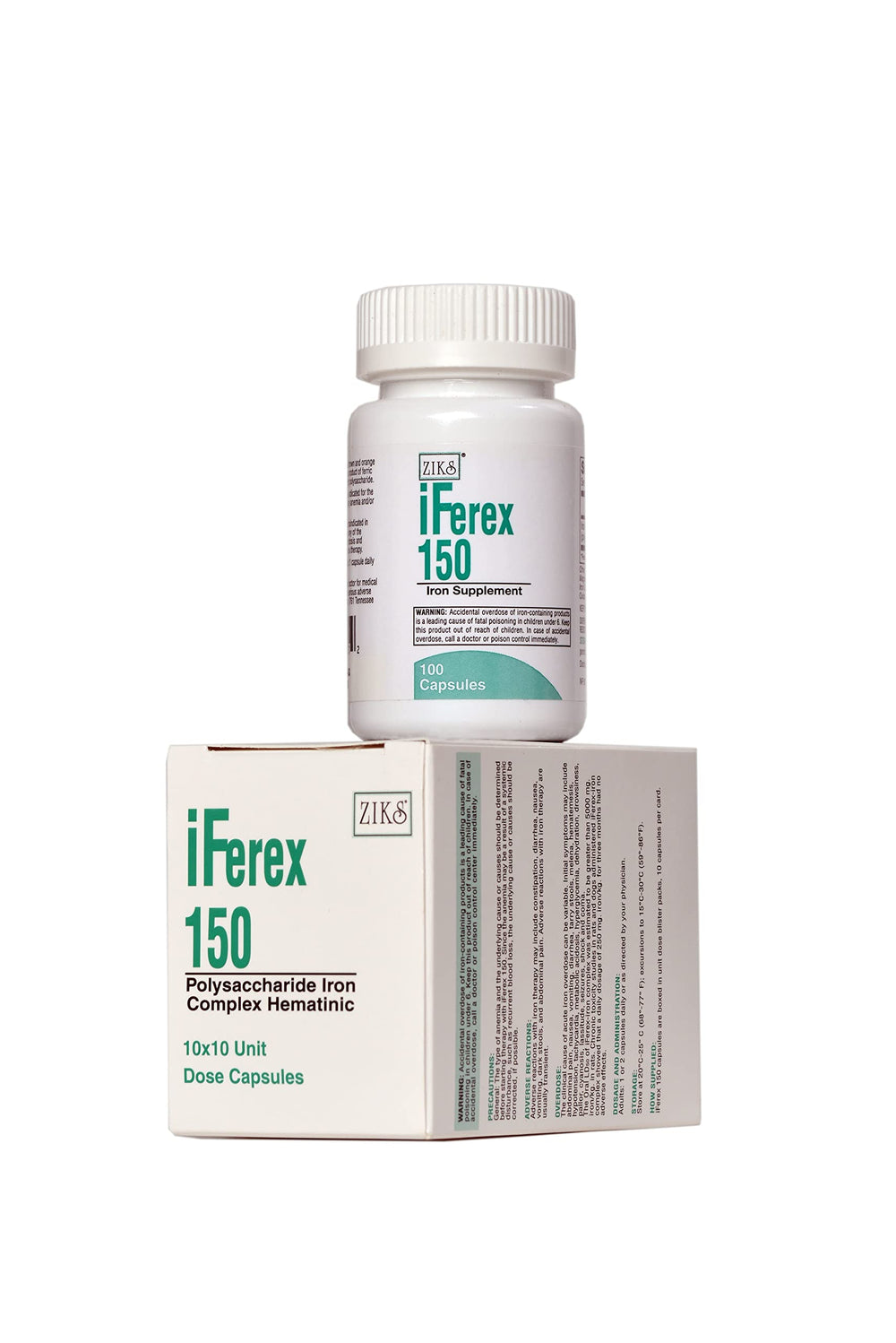 Ziks iFerex 150 capsules closeup highlights compact capsule form for easy dosing
