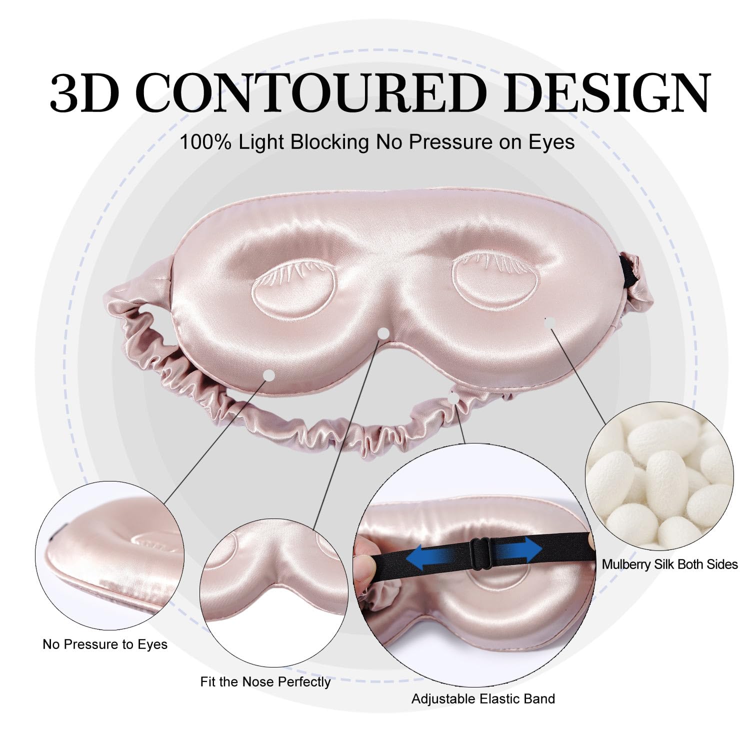 ZIMASILK 3D contoured eye cups prevent pressure on lashes and eyes.