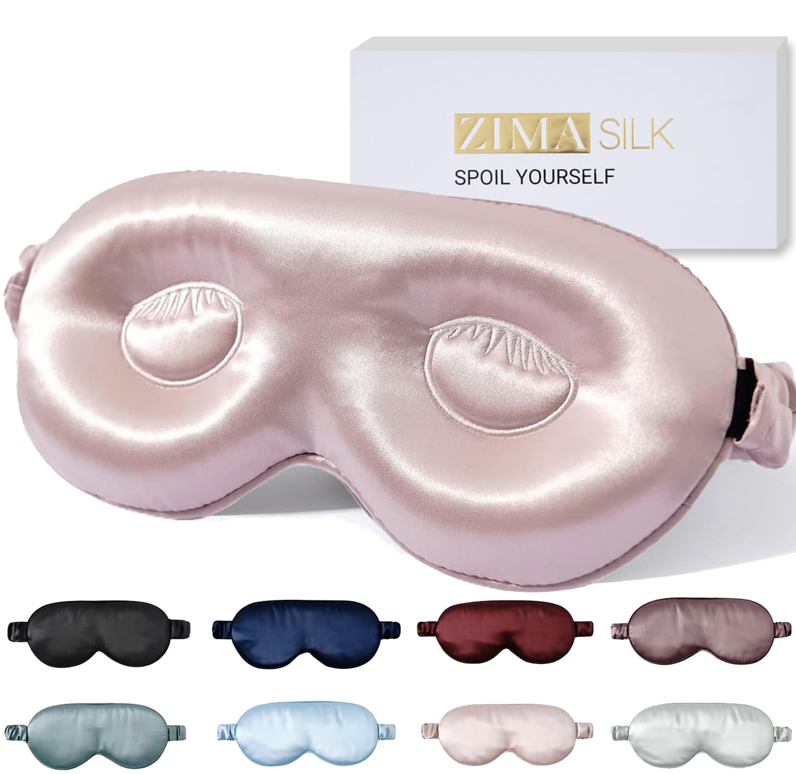 ZIMASILK adjustable 22 momme sleep mask contours for comfortable wear.