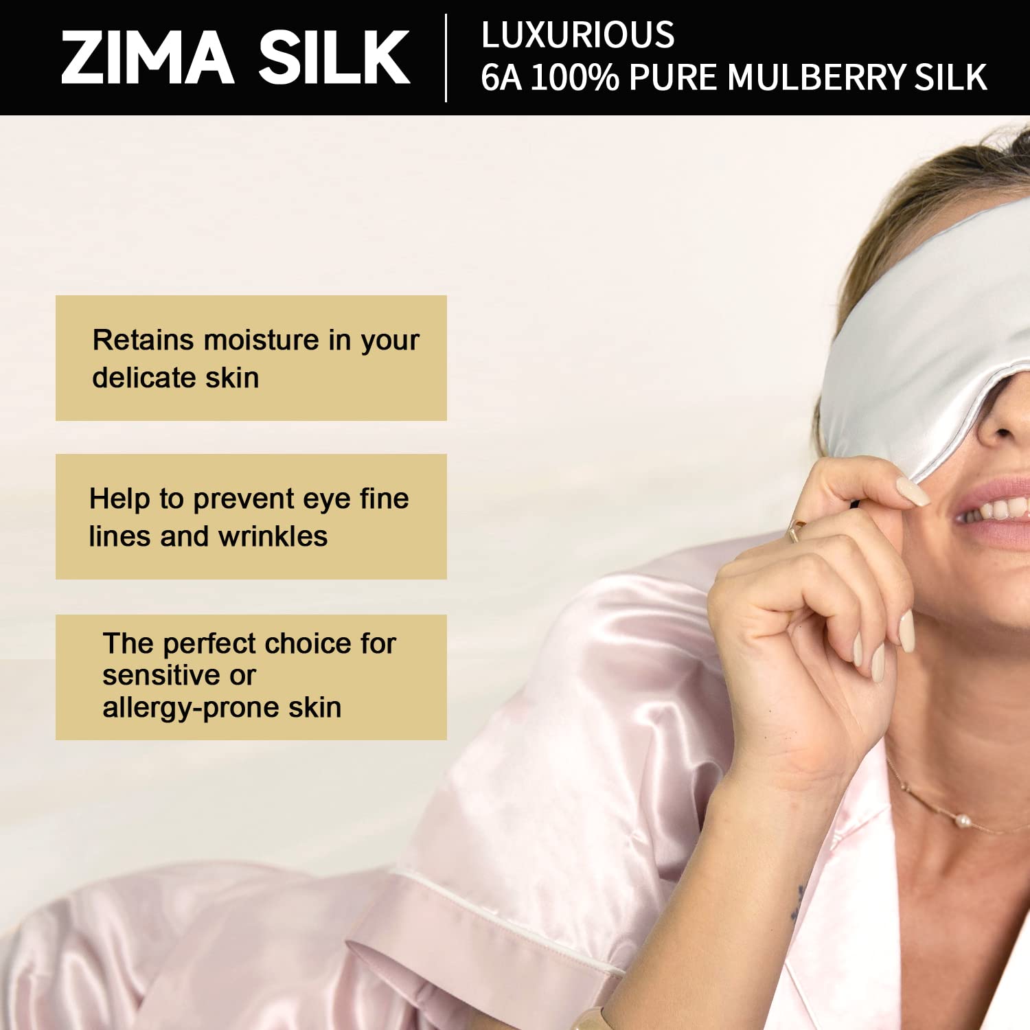 ZIMASILK light-blocking design creates a dark sleep environment.