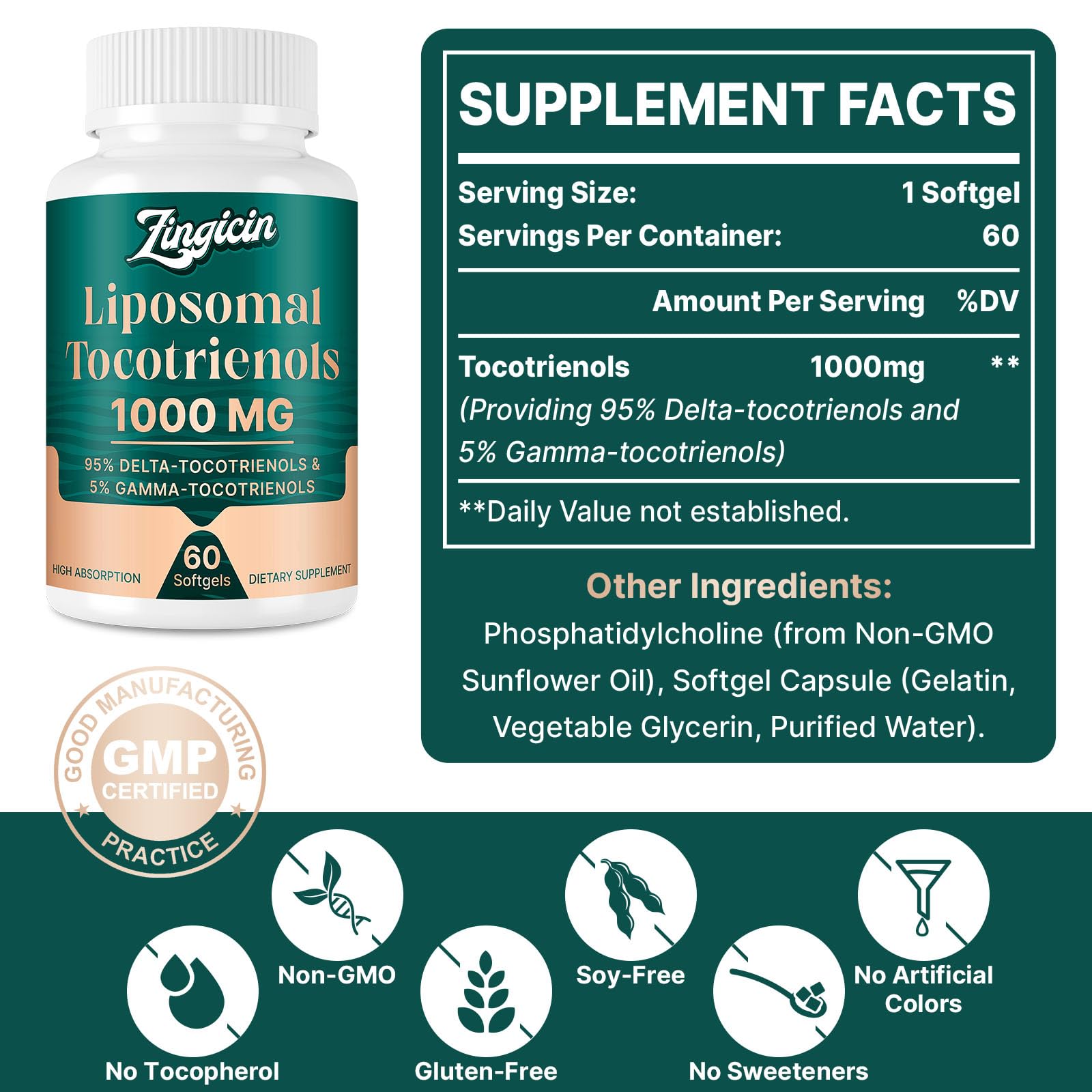 Bottle label from Zingicin showcasing strict quality standards