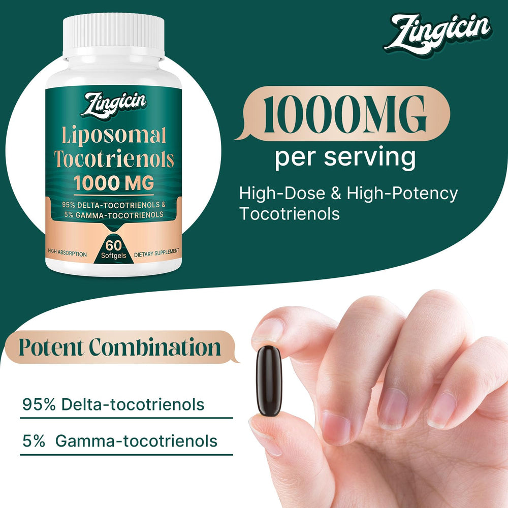 Close-up of Zingicin tocotrienols softgels for easy daily supplementation