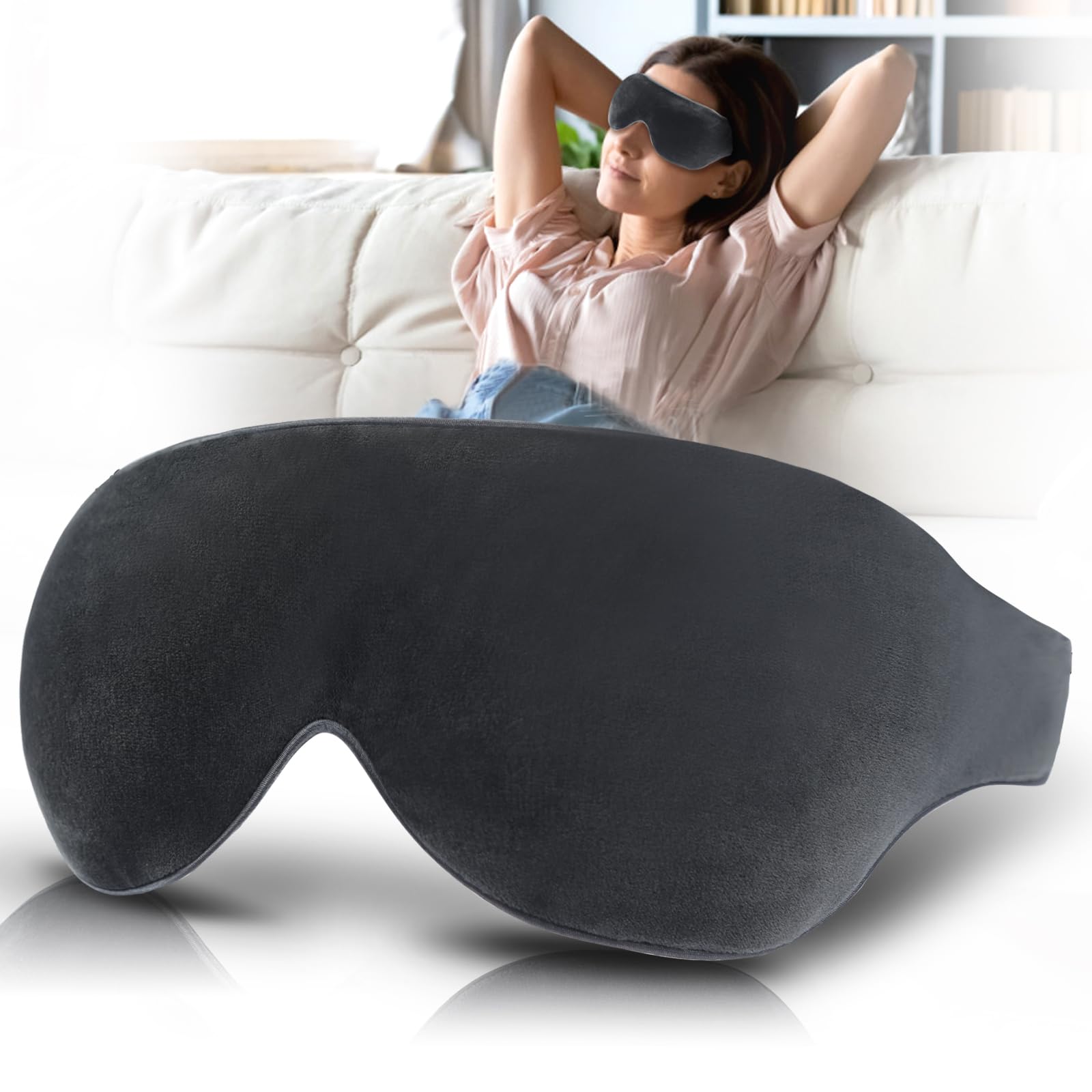Zinpaza heated eye mask closeup showing soft fabric for cozy comfort.