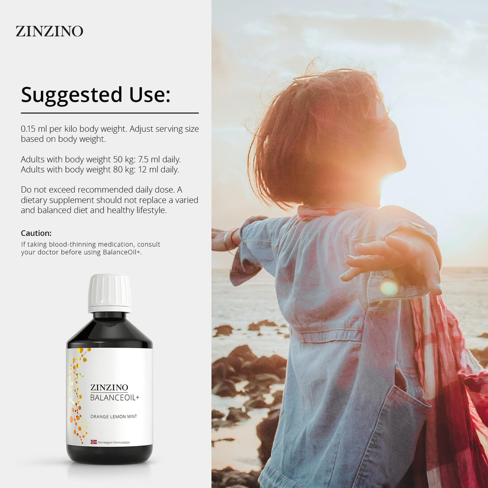 Zinzino BalanceOil+ glass serve image suggests a simple daily ritual