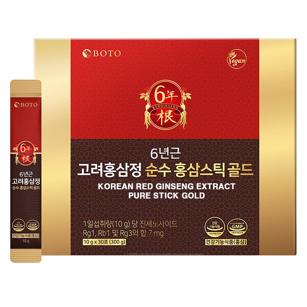 ZIOSTAND BOTO 6-Year Red Ginseng Stick in gold pack supports daily vitality.