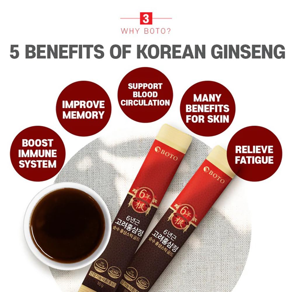 Open sachet reveals pure ginseng extract from ZIOSTAND BOTO.