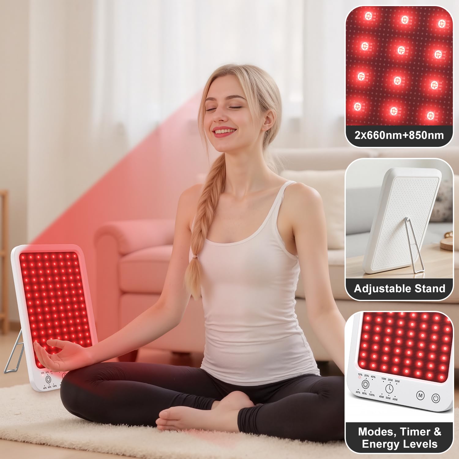Ziptly face, neck, and shoulder area treated with red light therapy.