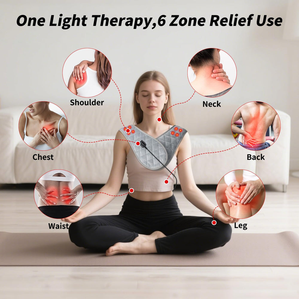 Ziptly red light belt on back offers comforting warmth during work breaks.