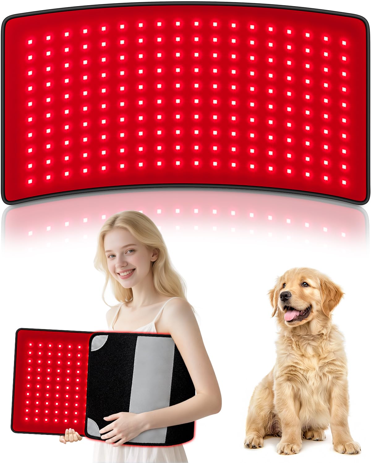 Ziptly red light therapy mat back view with wide coverage for sessions.