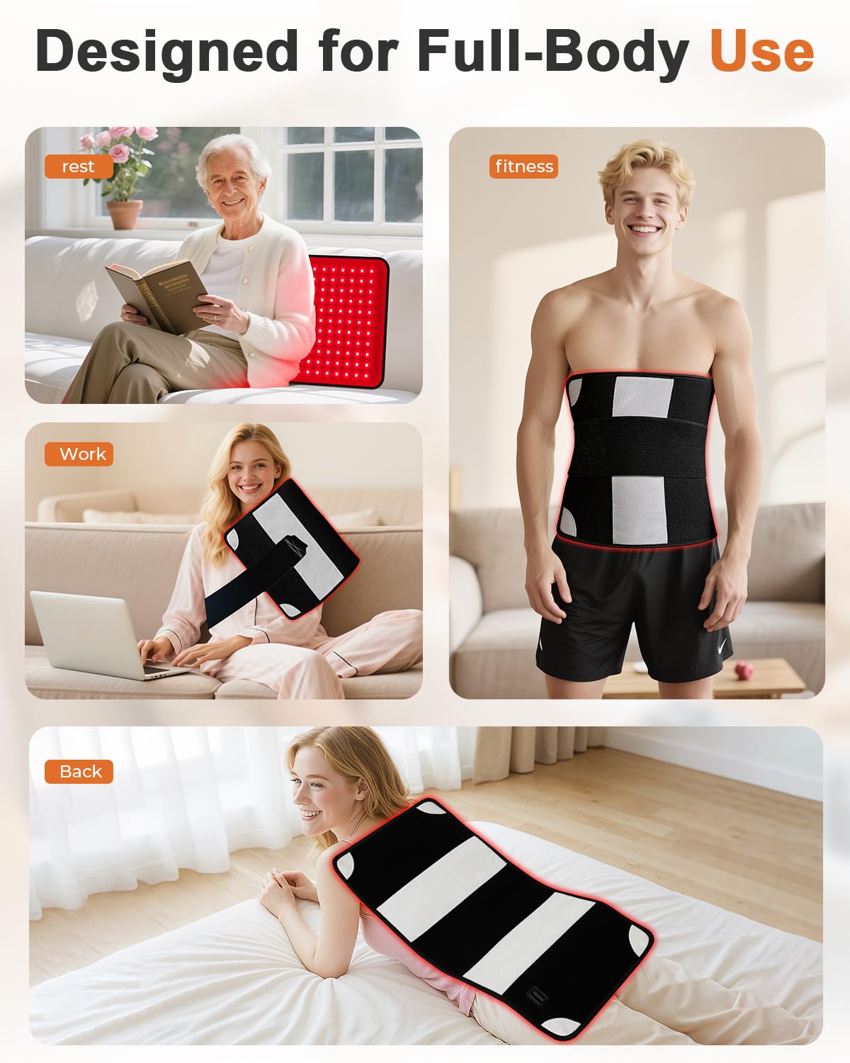 Ziptly red light therapy mat on belly position for comfortable alignment.