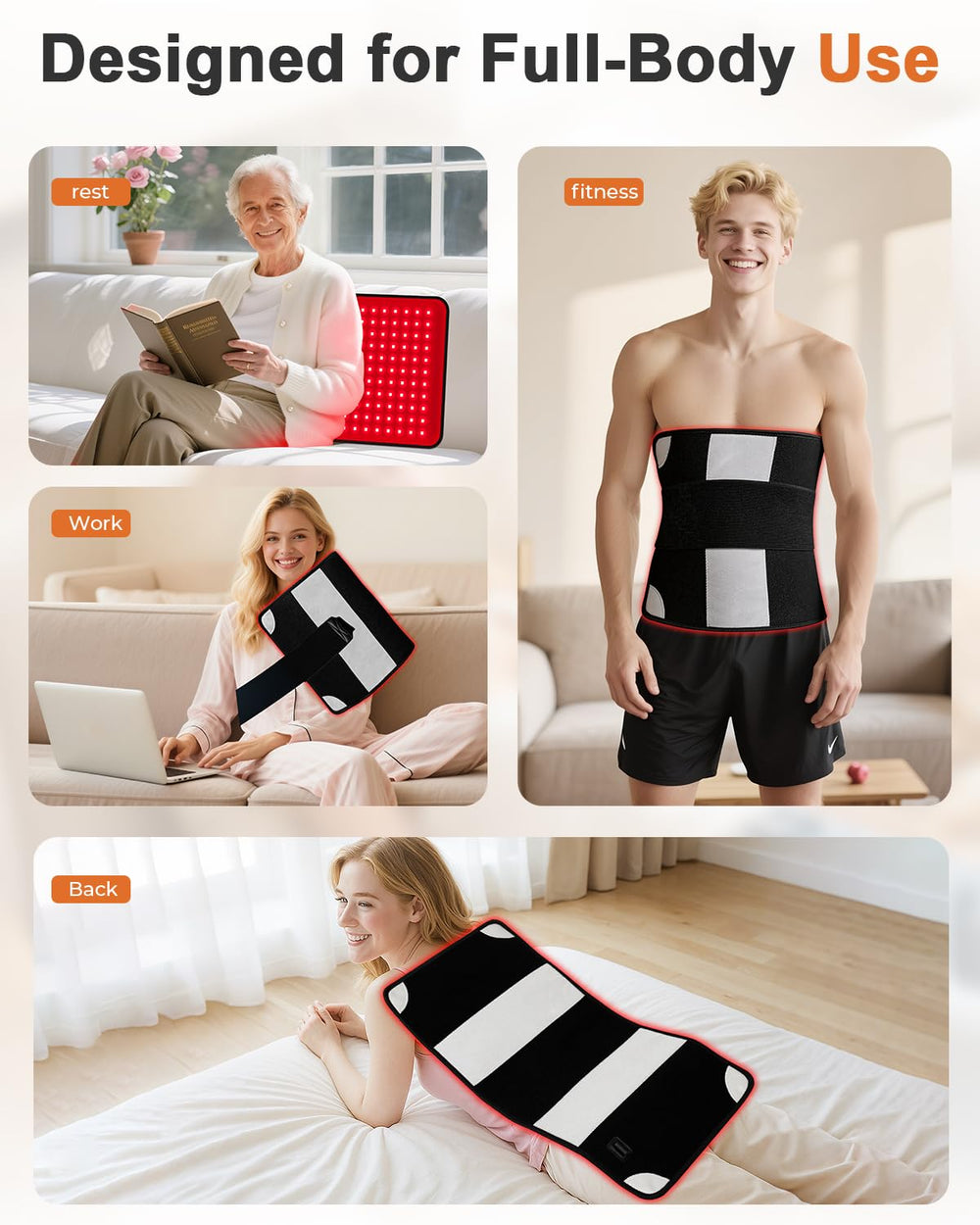 Ziptly red light therapy mat on belly position for comfortable alignment.