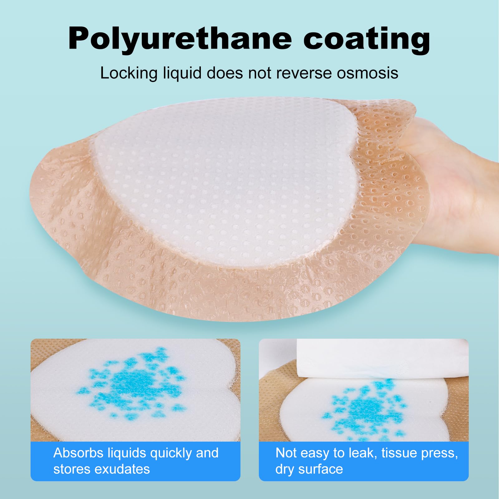 ZMZPA Sacral Foam Dressing waterproof film top view shows breathable layer.