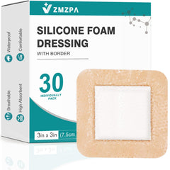 ZMZPA silicone foam dressing 3x3-border demonstrates gentle adhesion for sensitive skin.