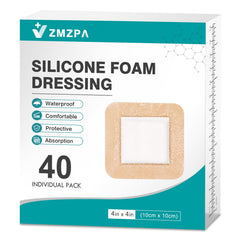 ZMZPA silicone foam dressing 4x4 border for gentle protection on delicate skin.