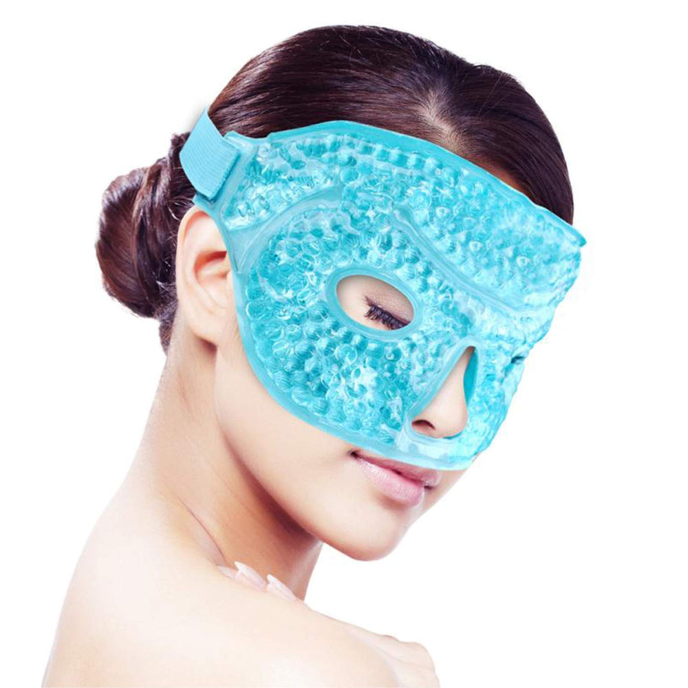 ZNÖCUETÖD ice face mask with plush backing for soothing eye relief.