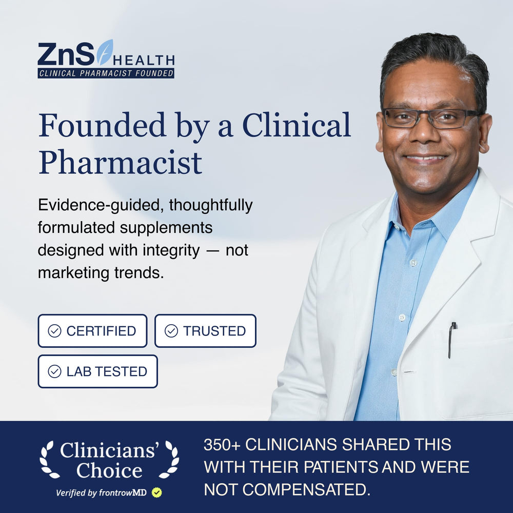ZnS Health ingredients note trace minerals and safety testing