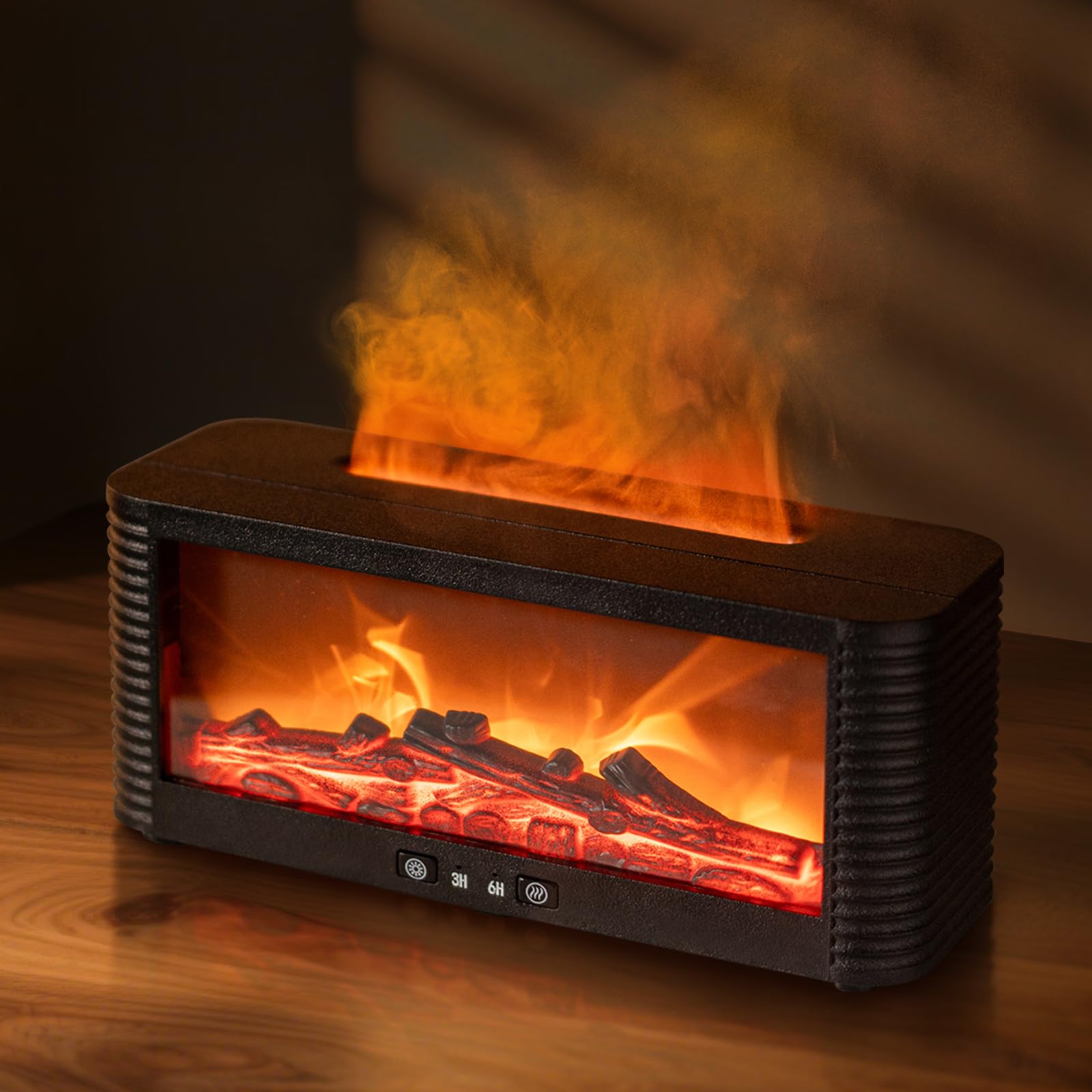 Znvyxhom essential oil diffuser with fireplace ambience for relaxation.