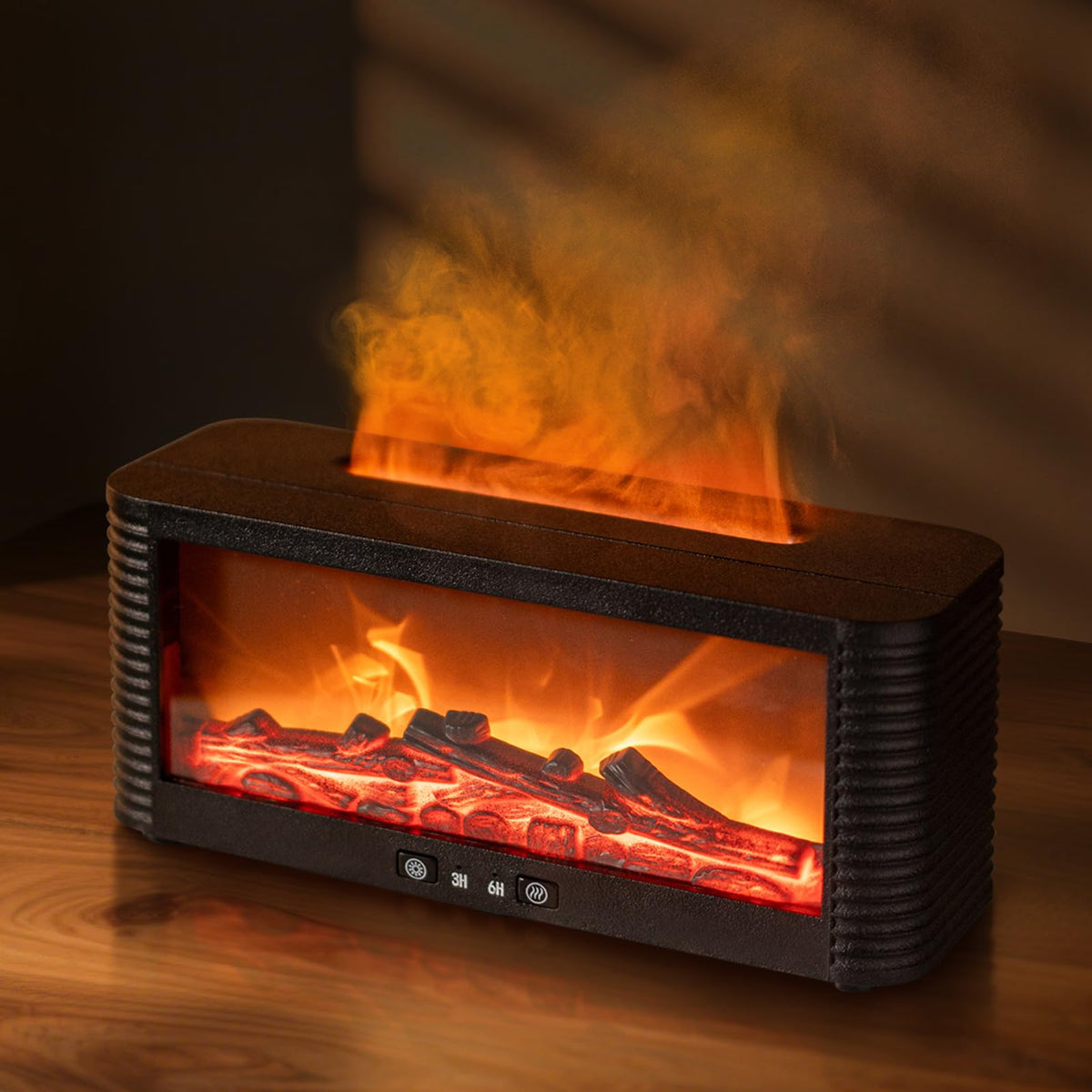Znvyxhom essential oil diffuser with fireplace ambience for relaxation.