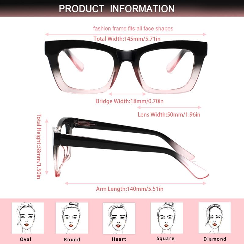ZOECENT square readers with blue-light blocking lenses to reduce screen glare.