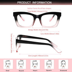 ZOECENT square readers with blue-light blocking lenses to reduce screen glare.
