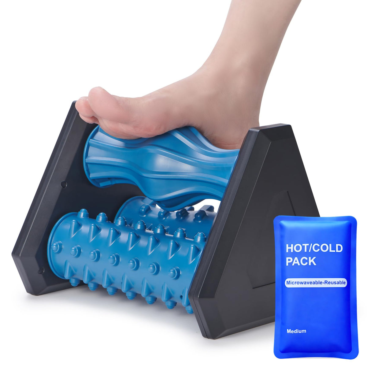 Zofenix Foot Roller Massager front view highlighting targeted plantar fascia relief for arch comfort.