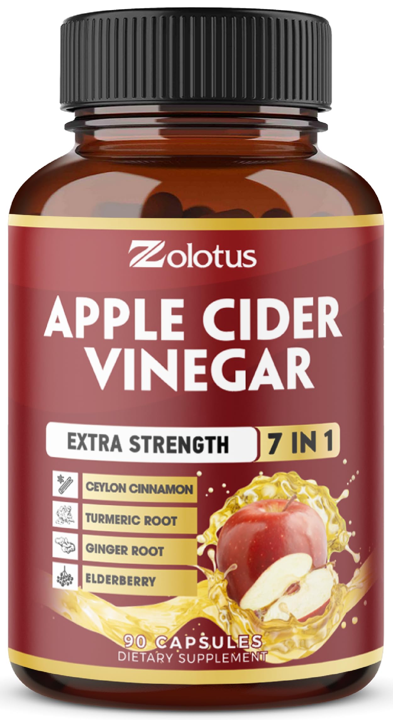 Zolotus 7 in 1 apple cider vinegar capsules bottle for convenient daily supplementation.