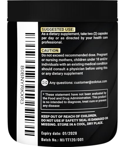 Zolotus bottle label emphasizes cGMP quality and complete ingredient information.