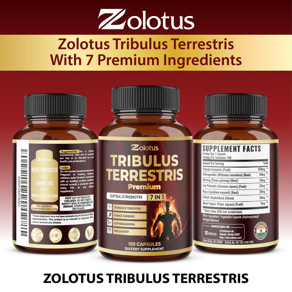 Five-month supply of Zolotus Tribulus Terrestris capsules.