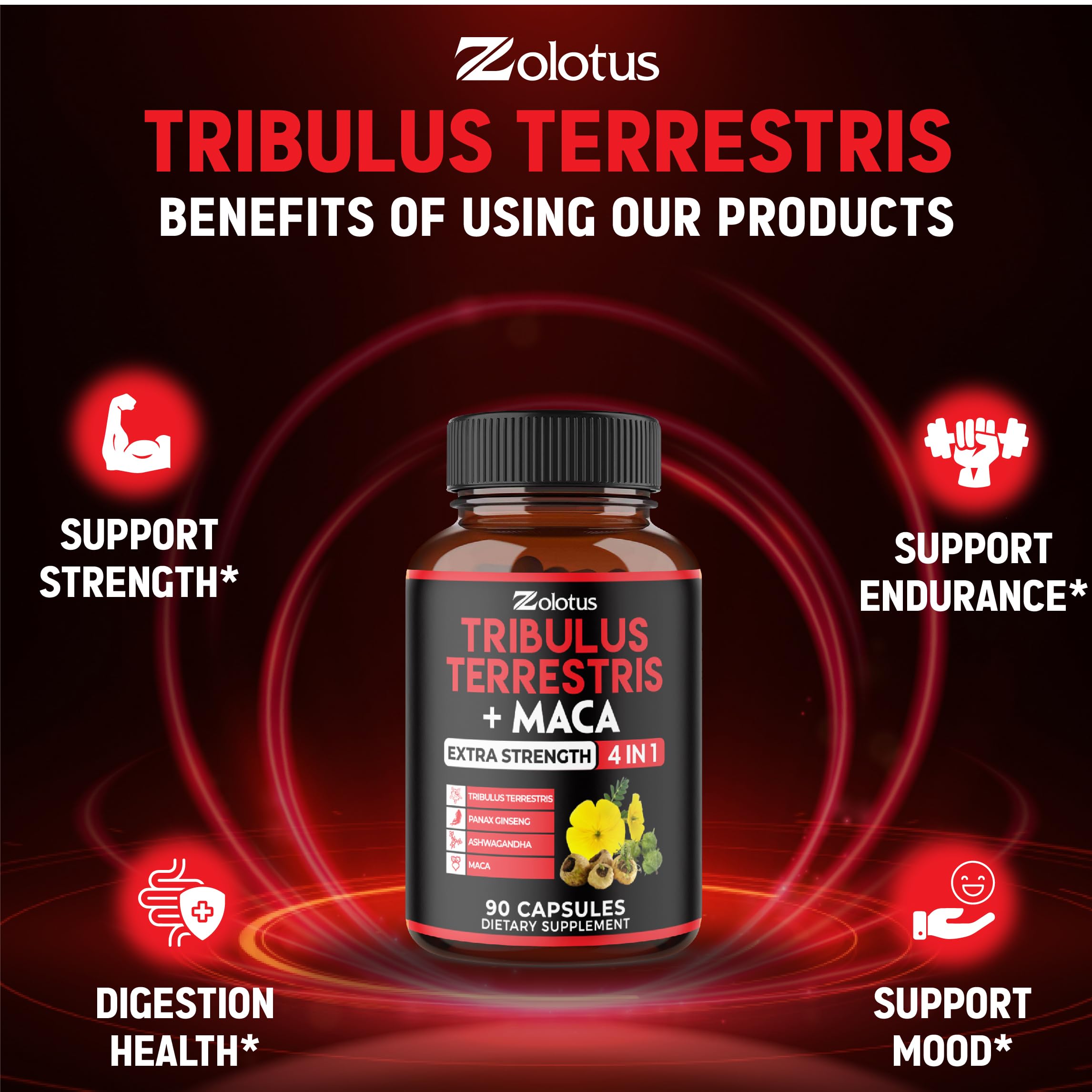 Zolotus ingredient closeup maca-tribulus showcases natural blend.