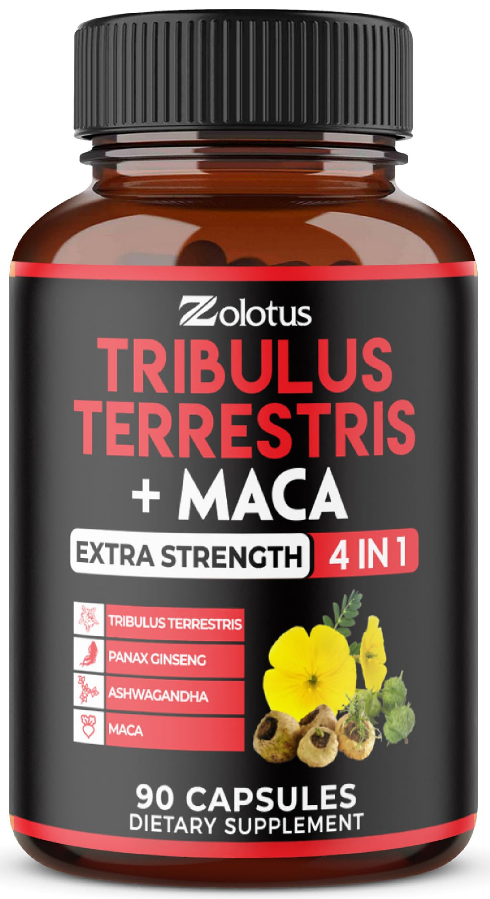 Zolotus Tribulus capsules bottle front label for daily vitality support