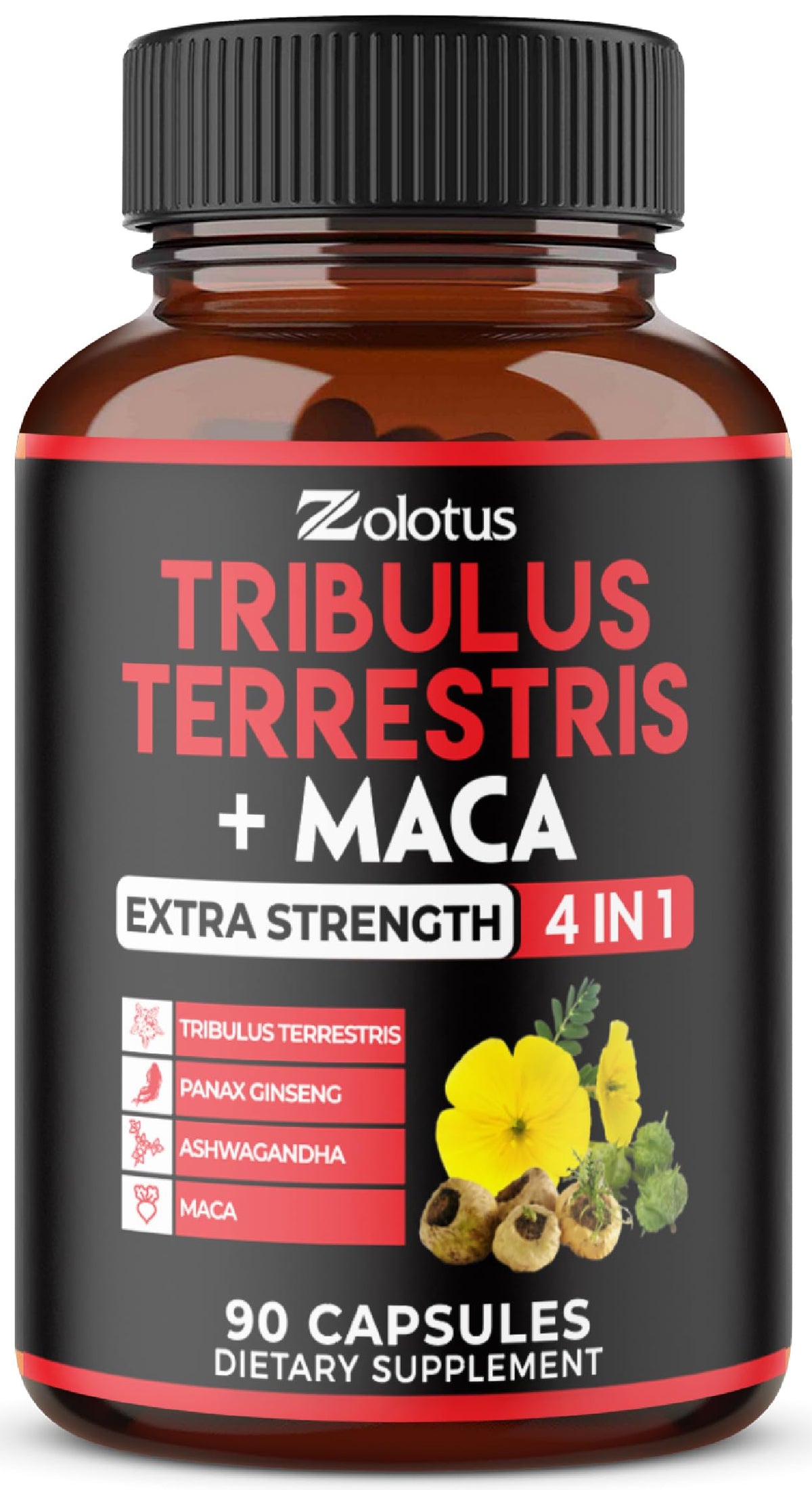 Zolotus Tribulus capsules bottle front label for daily vitality support