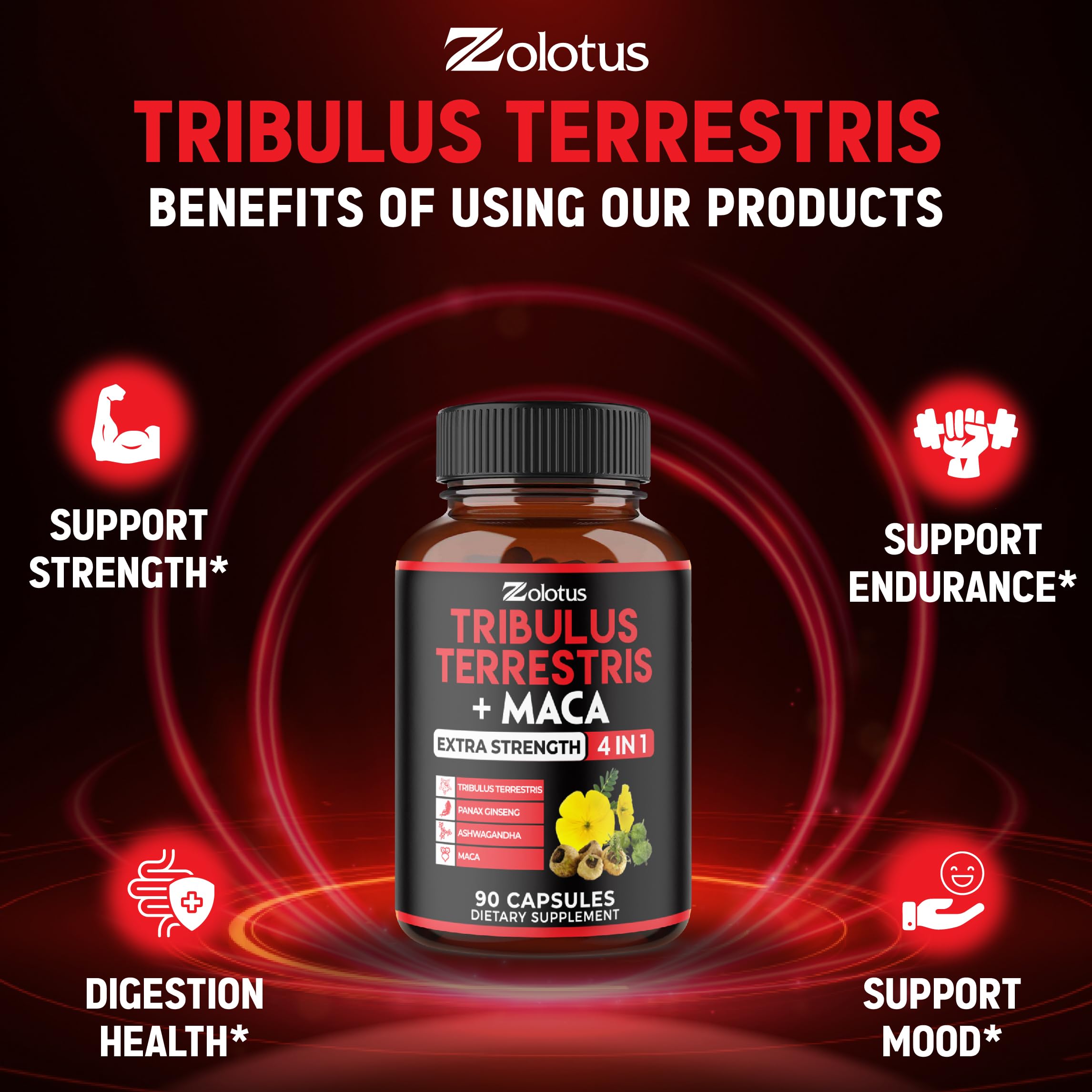 Zolotus Tribulus capsules with glass of water for convenient daily intake