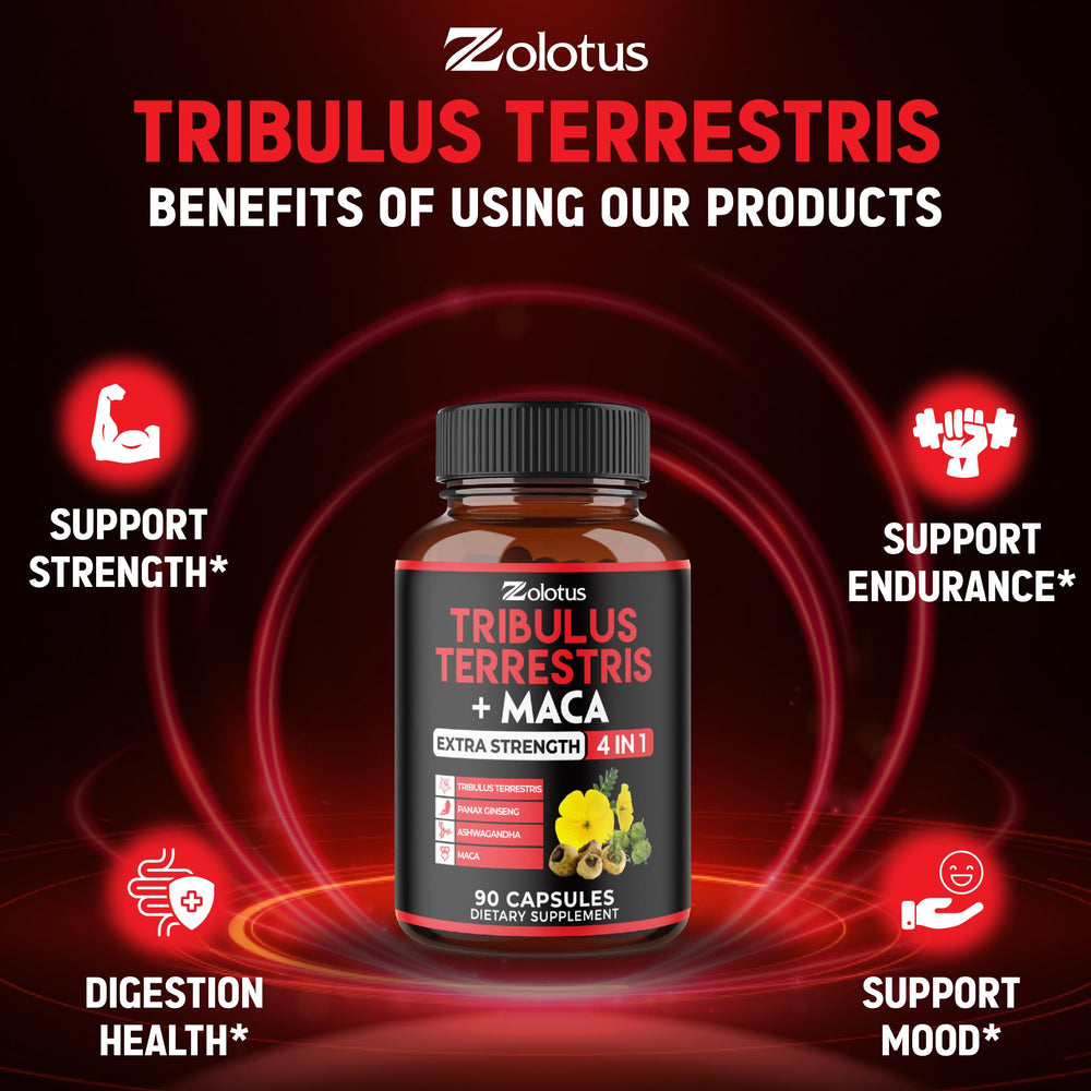 Zolotus Tribulus capsules with glass of water for convenient daily intake