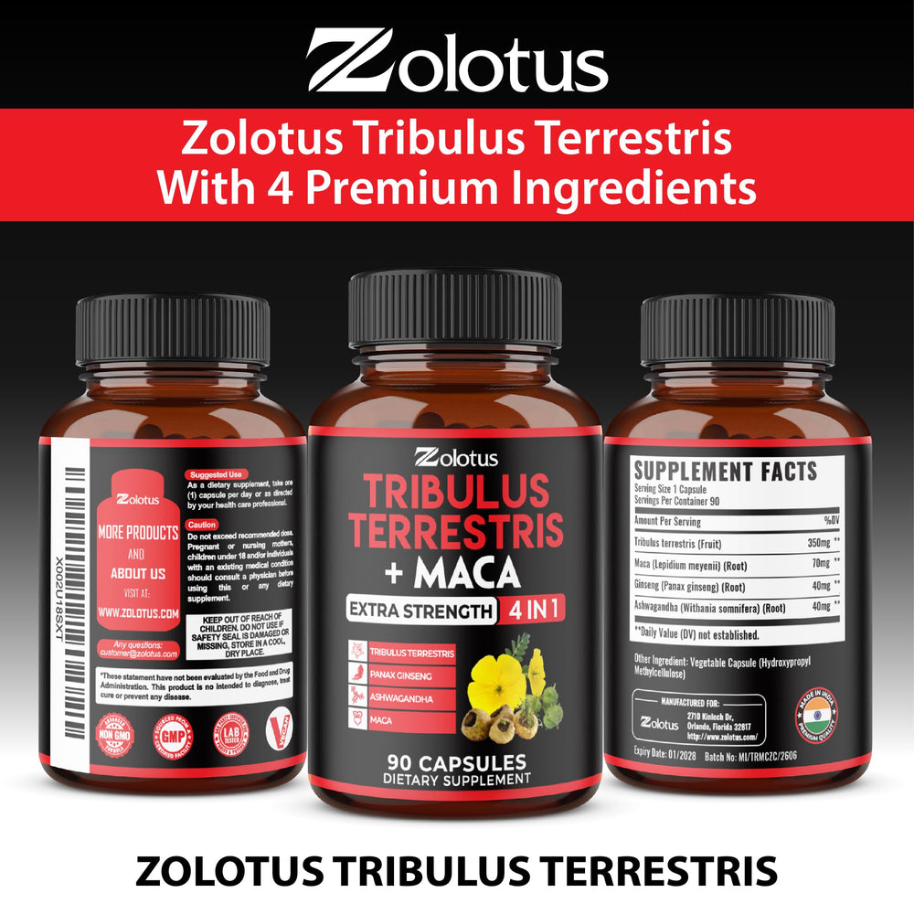 Zolotus Tribulus bottle in natural light evoking plant based vitality