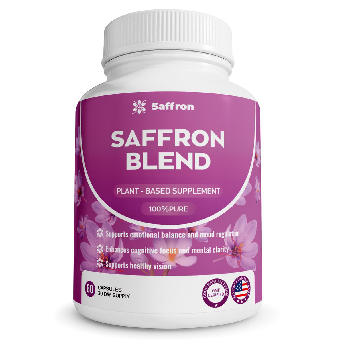 ZonaVitalis saffron supplements bottle front view showing calm mood support.