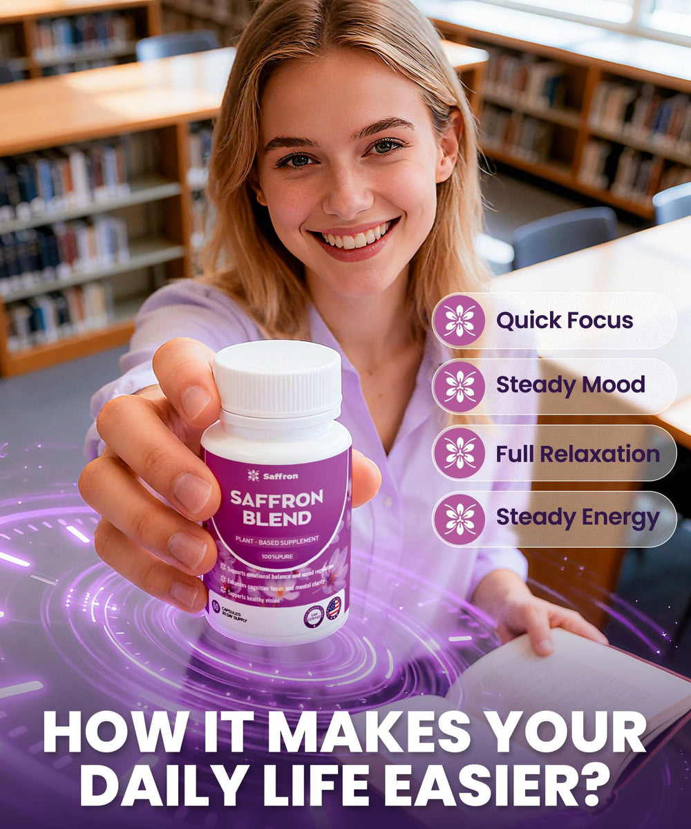 ZonaVitalis saffron capsules in hand for daily wellness routine.