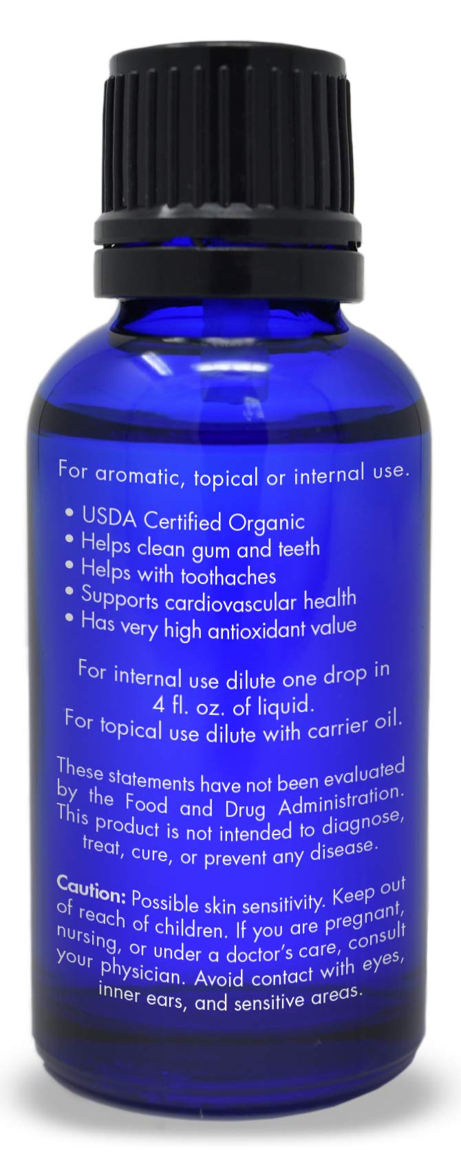 Zongle Therapeutics food-grade clove oil label indicating safe dental and culinary use