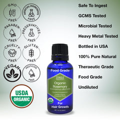 Zongle Therapeutics rosemary oil label emphasizes organic, pesticide-free quality.