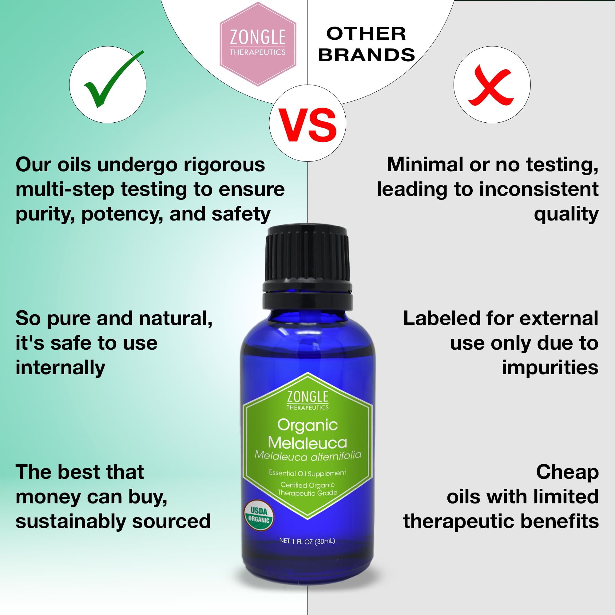 Zongle Therapeutics Tea Tree Oil travel-friendly bottle ideal for on-the-go skincare.