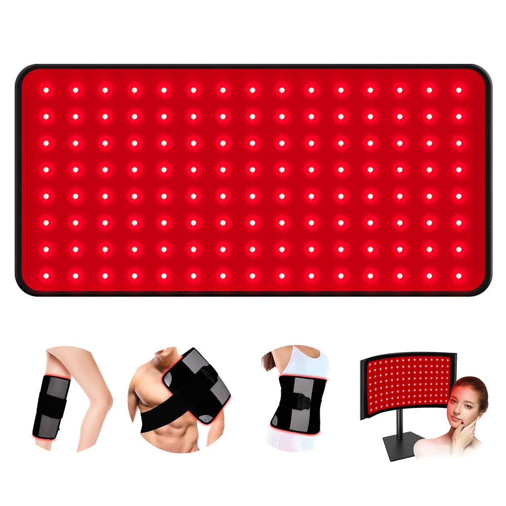 ZonGym red light therapy panel close-up highlighting dual wavelengths for skin care and muscle comfort.