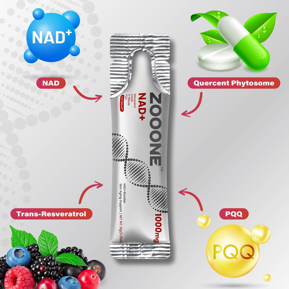Zooone NAD1000 rapid-absorption liquid ready for fast post-workout support.