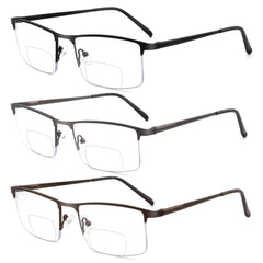 Zooxsky 3-pack bifocal reading glasses with metal half-frame for all-day near and far vision