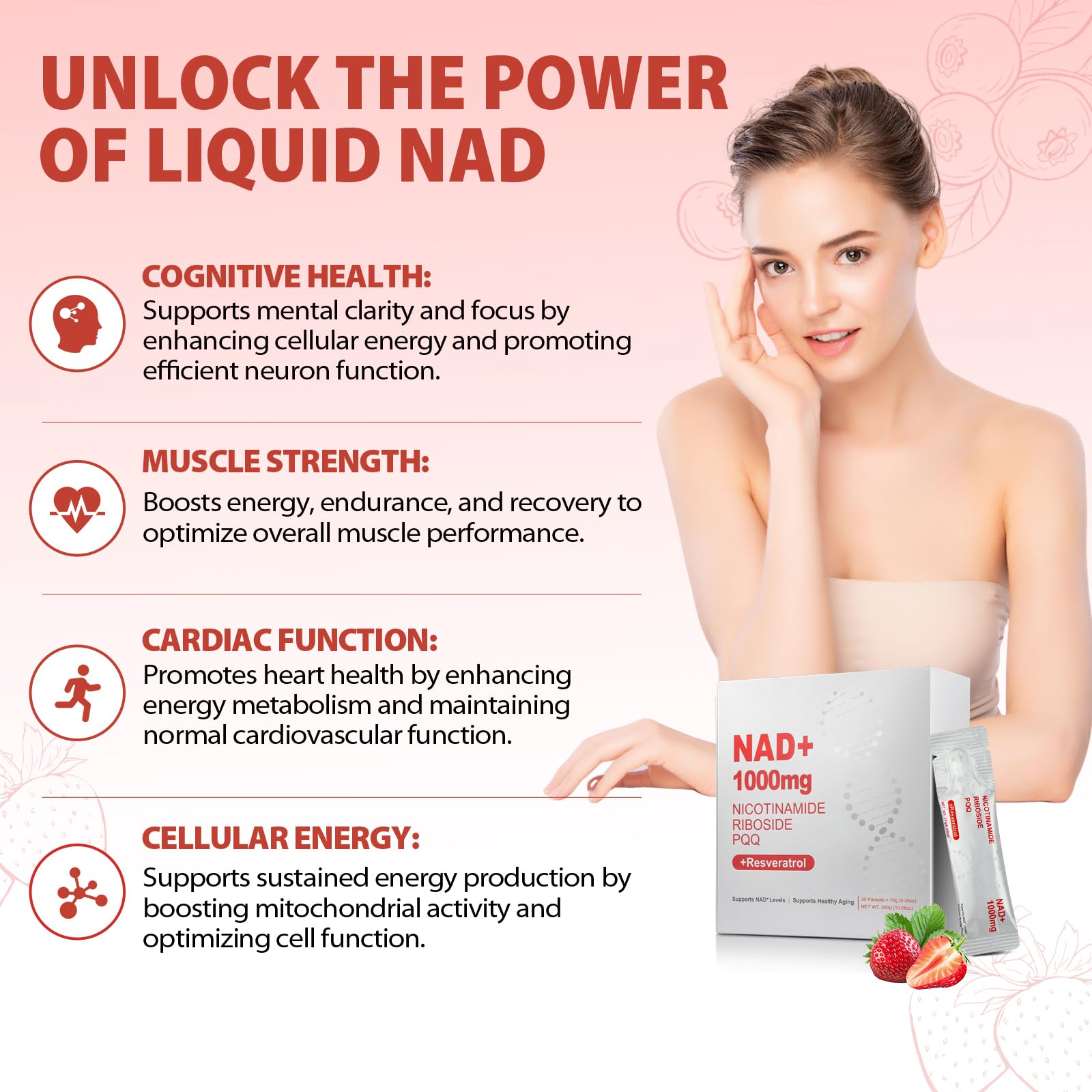 Morning routine with ZOROAHER NAD+ liquid suggests a boost for busy days