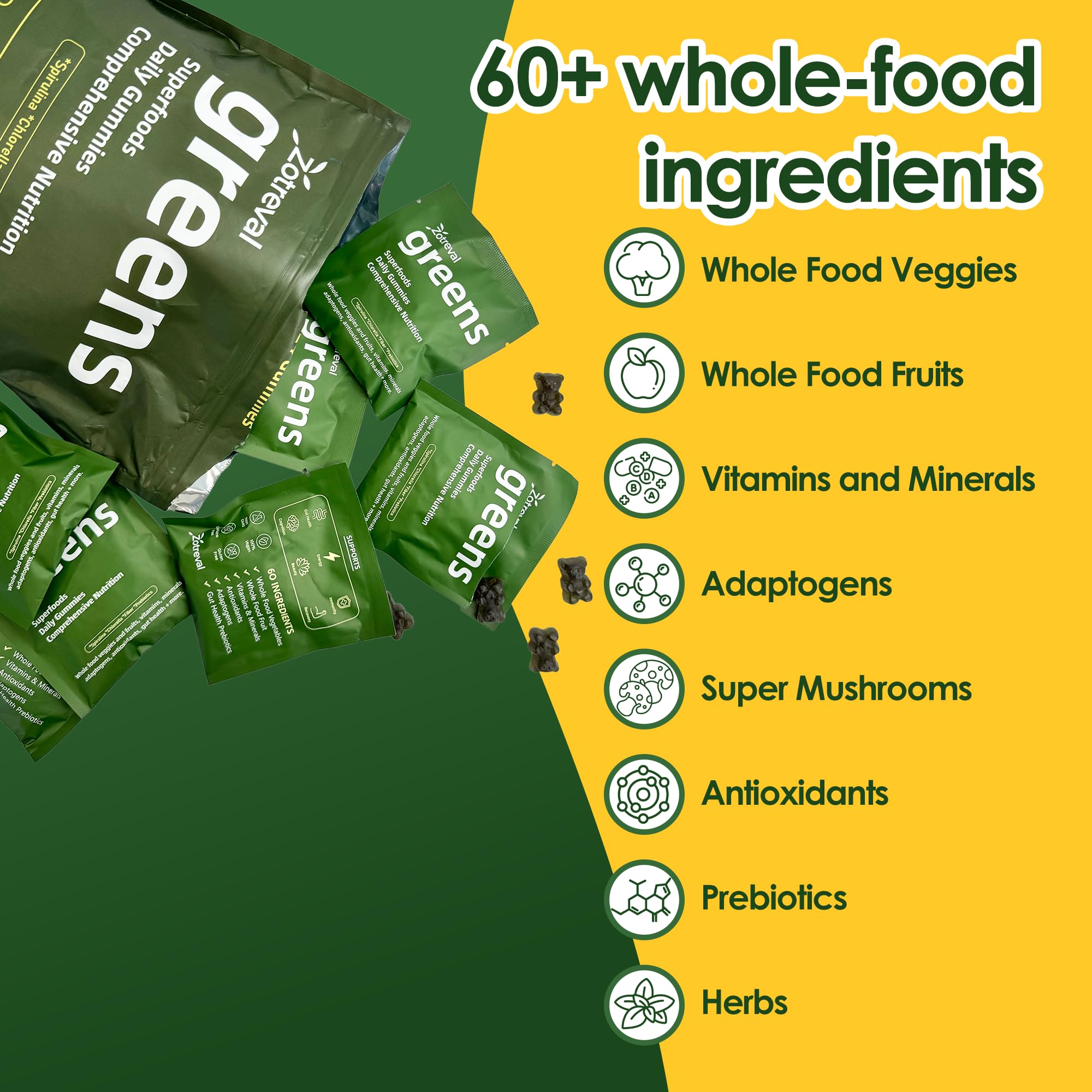 Zotreval Daily Greens packaging highlights plant vitamins for everyday wellness