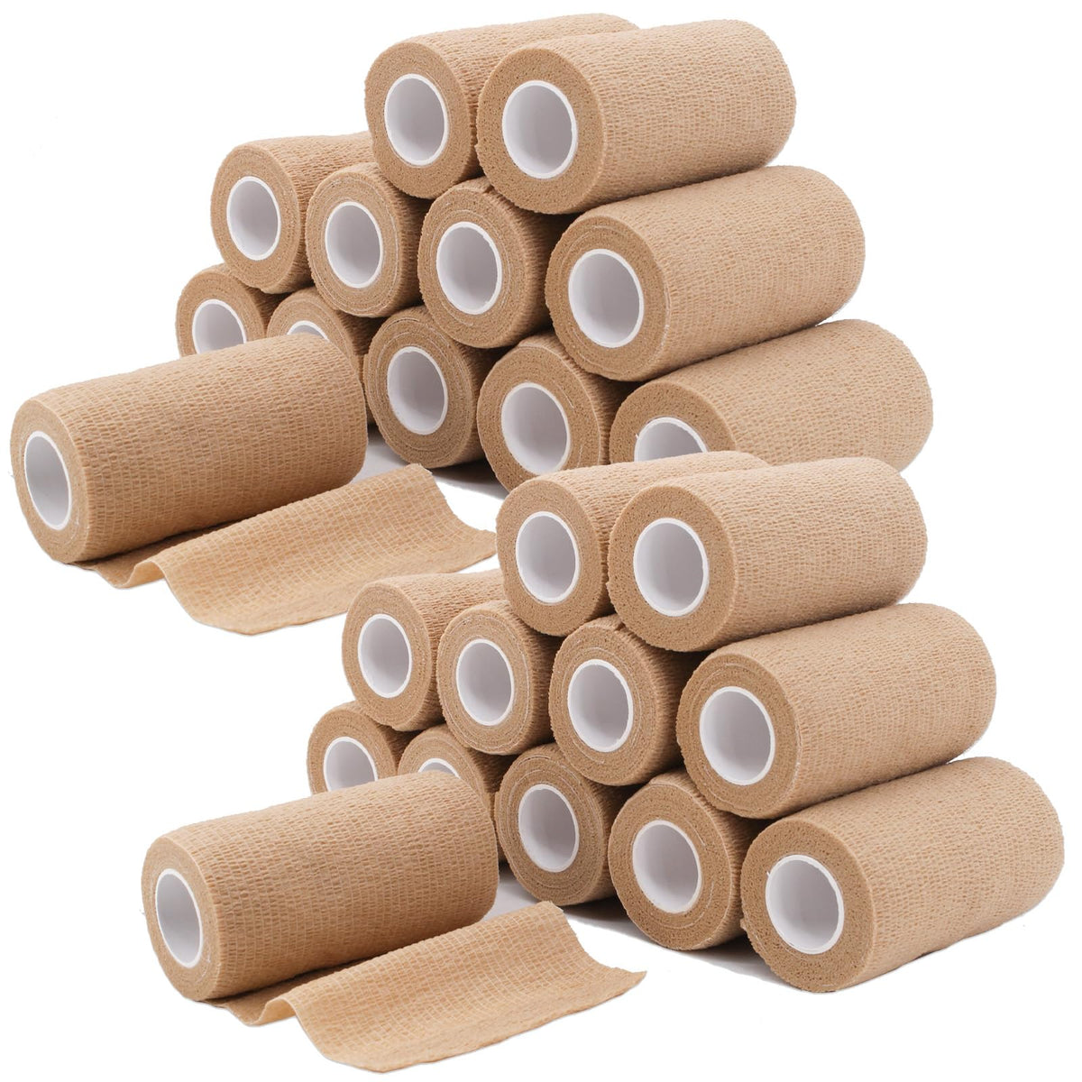 ZOVAREGE 24-roll brown self-adhesive bandage wrap, 4-inch wide for secure applications.