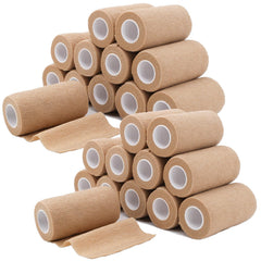 ZOVAREGE 24-roll brown self-adhesive bandage wrap, 4-inch wide for secure applications.