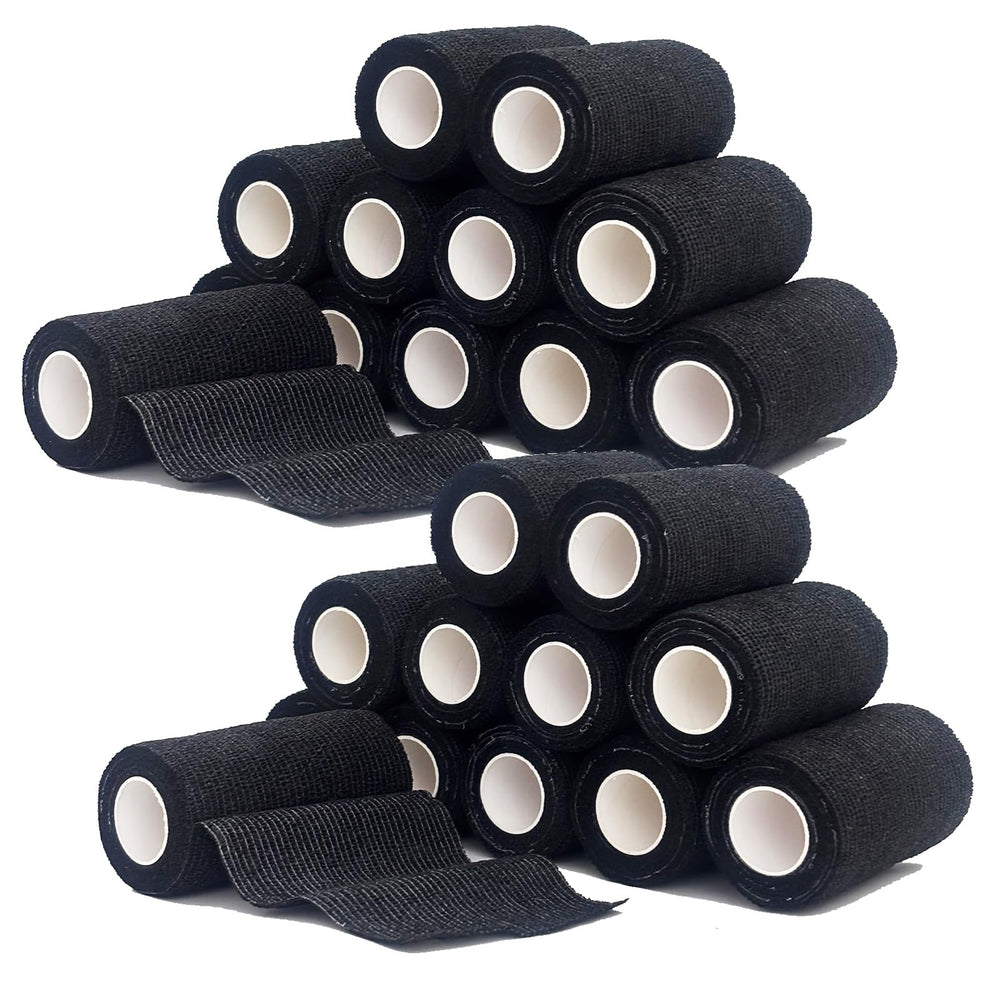 ZOVAREGE 4-inch black self-adhesive bandage wrap 24 rolls for easy wrapping.