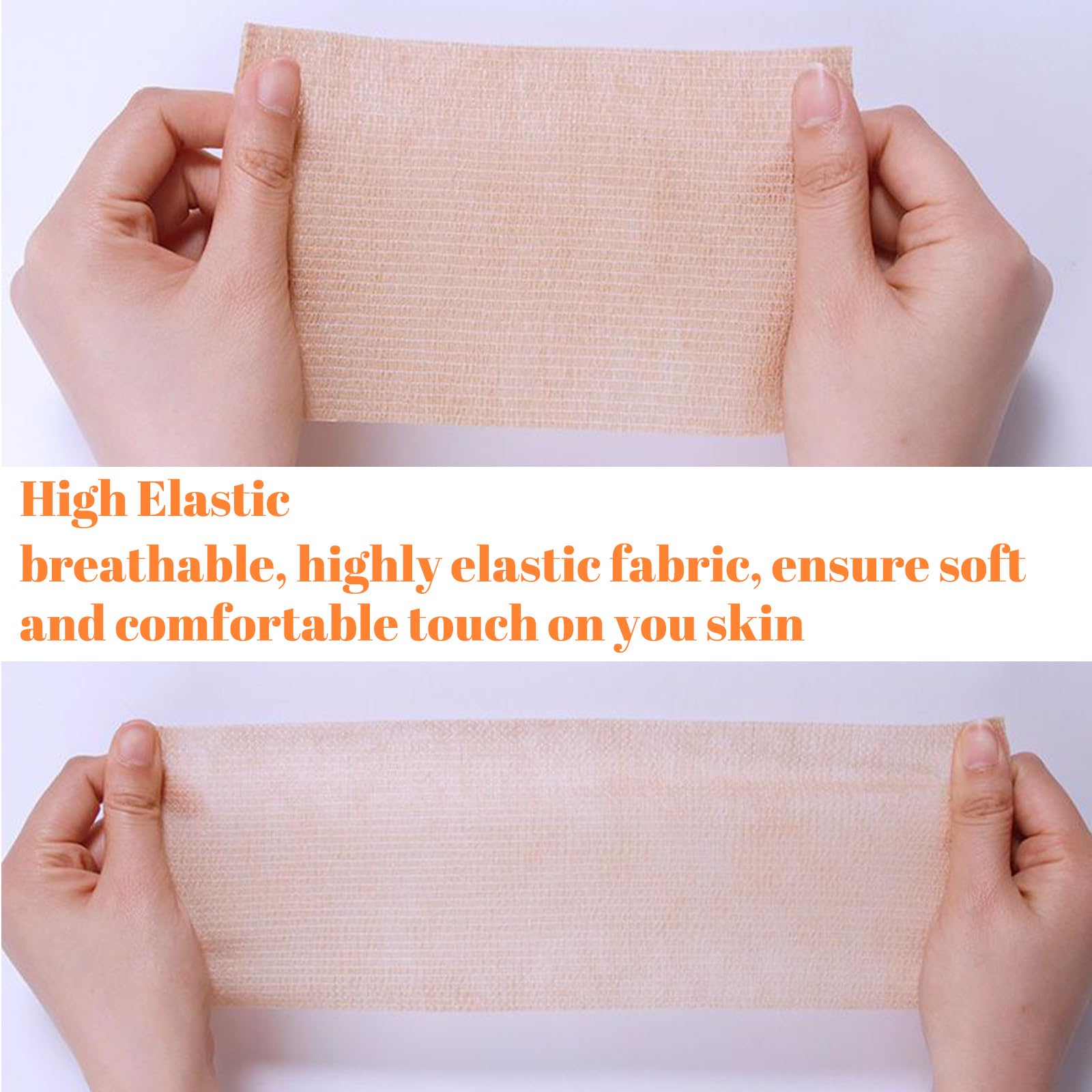 ZOVAREGE self-adhesive wrap tears by hand without clips.