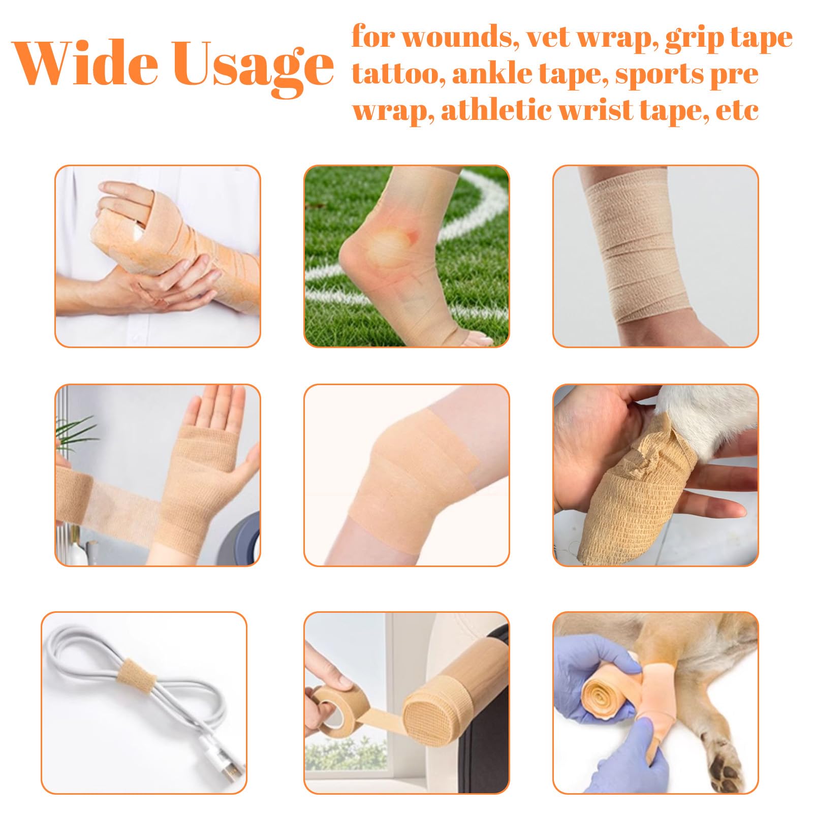 ZOVAREGE wrap being applied to wrists or ankles for versatile support.